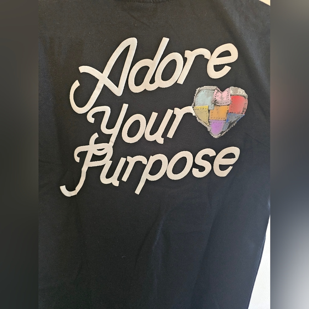 Genuine Merchandise Black Tee with Colorful Heart Design - Picture 7 of 7